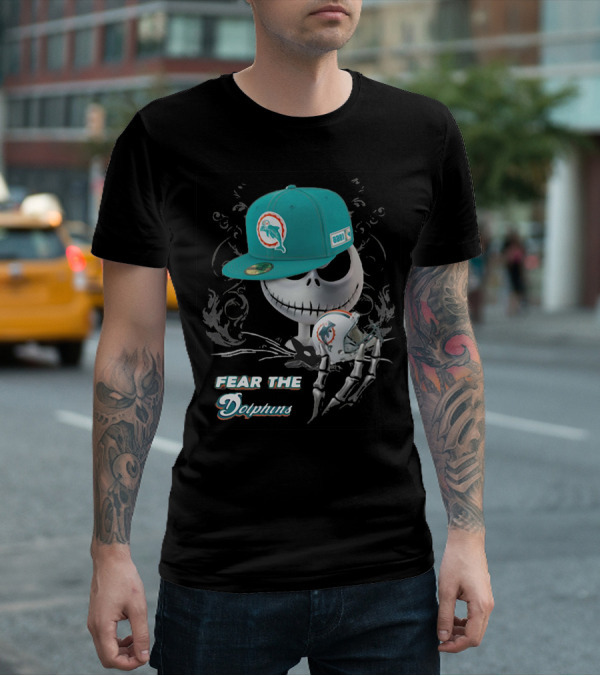 Fear The Dolphins Jack Skellington Miami Dolphins T-Shirt