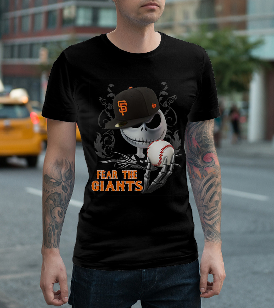 Jack Skellington Fear the Giants San Francisco Baseball Cap Spooky T-Shirt