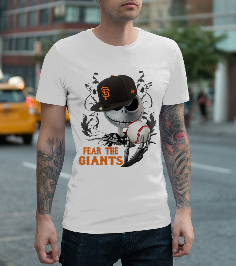 Jack Skellington Fear The Giants San Francisco Baseball Cap Spooky T-Shirt