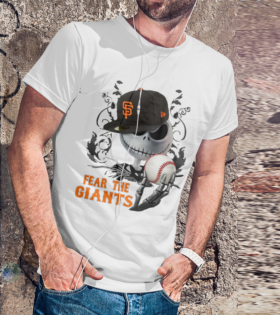 Jack Skellington Fear The Giants San Francisco Baseball Cap Spooky T-Shirt