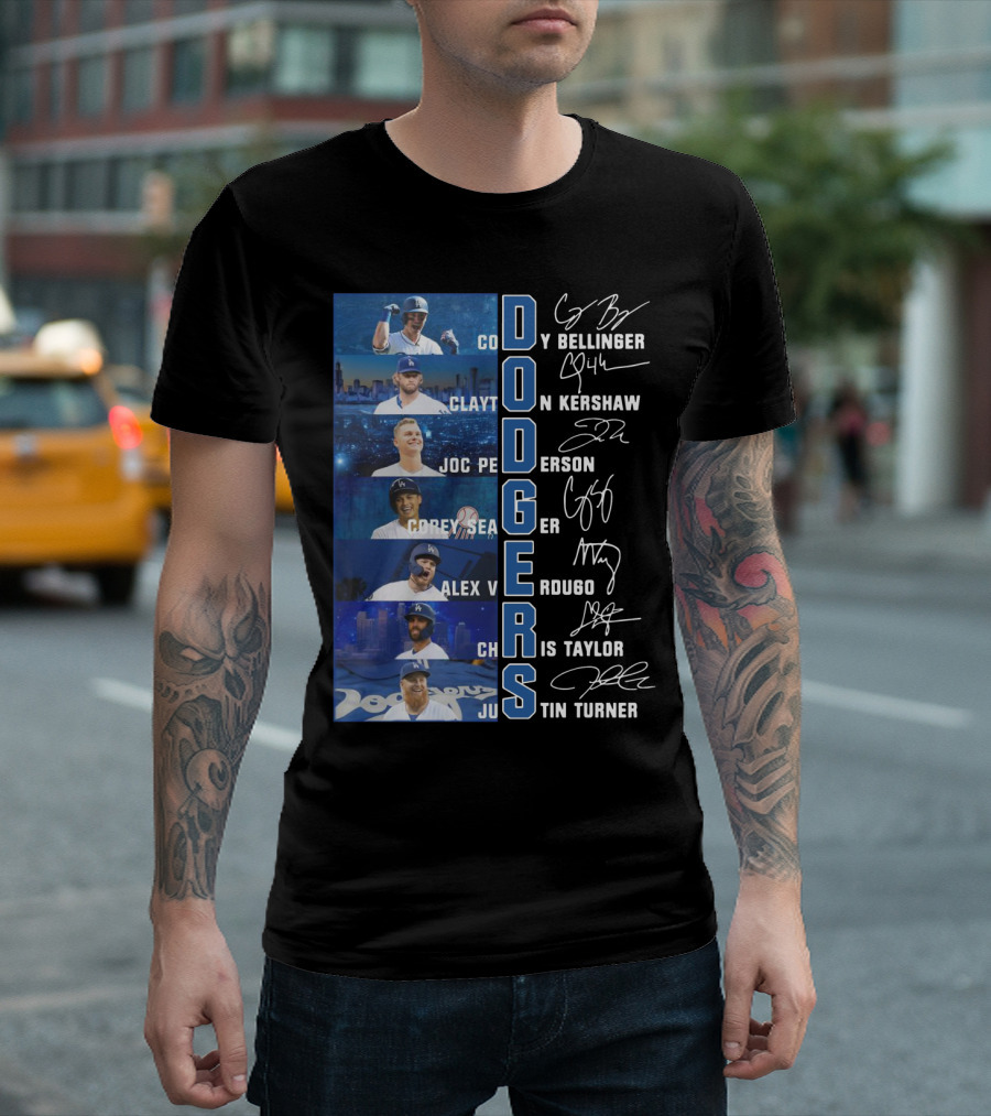 Dodgers Cody Bellinger Clayton Kershaw Joc Pederson Corey Seager Alex Verdugo Chris Taylor Justin Turner T-Shirt