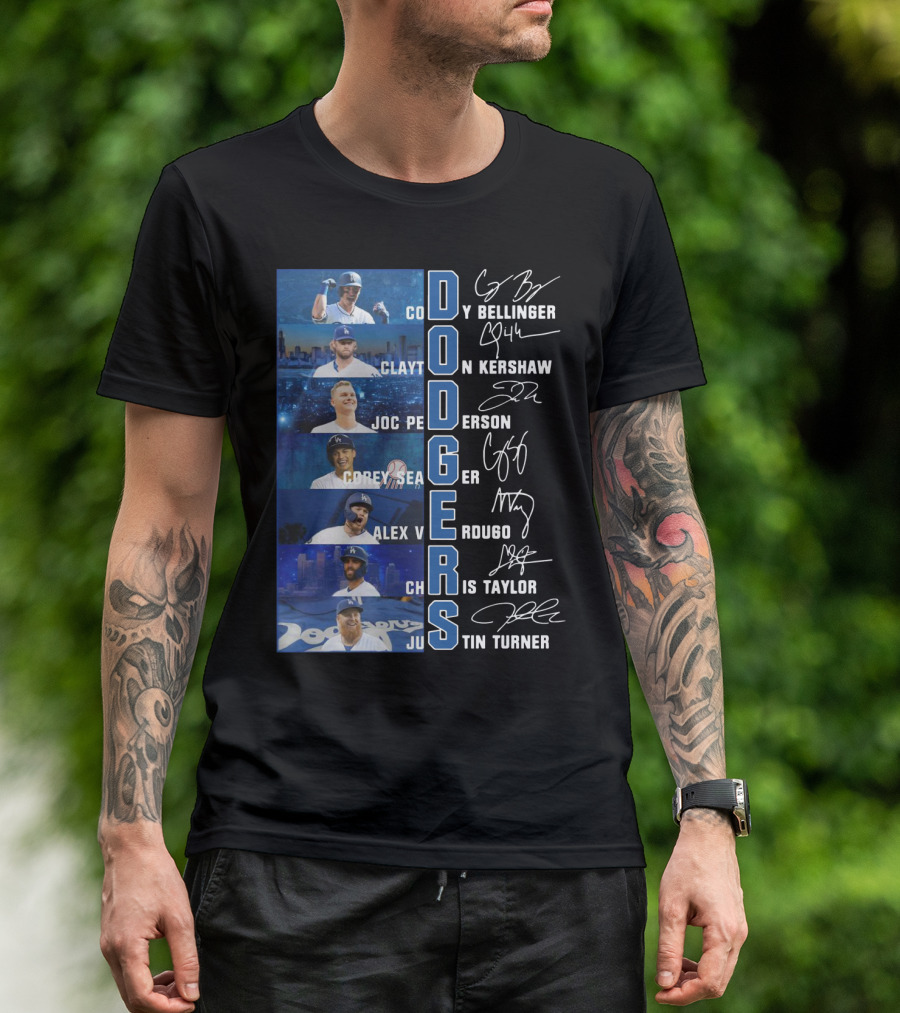 Dodgers Cody Bellinger Clayton Kershaw Joc Pederson Corey Seager Alex Verdugo Chris Taylor Justin Turner T-Shirt