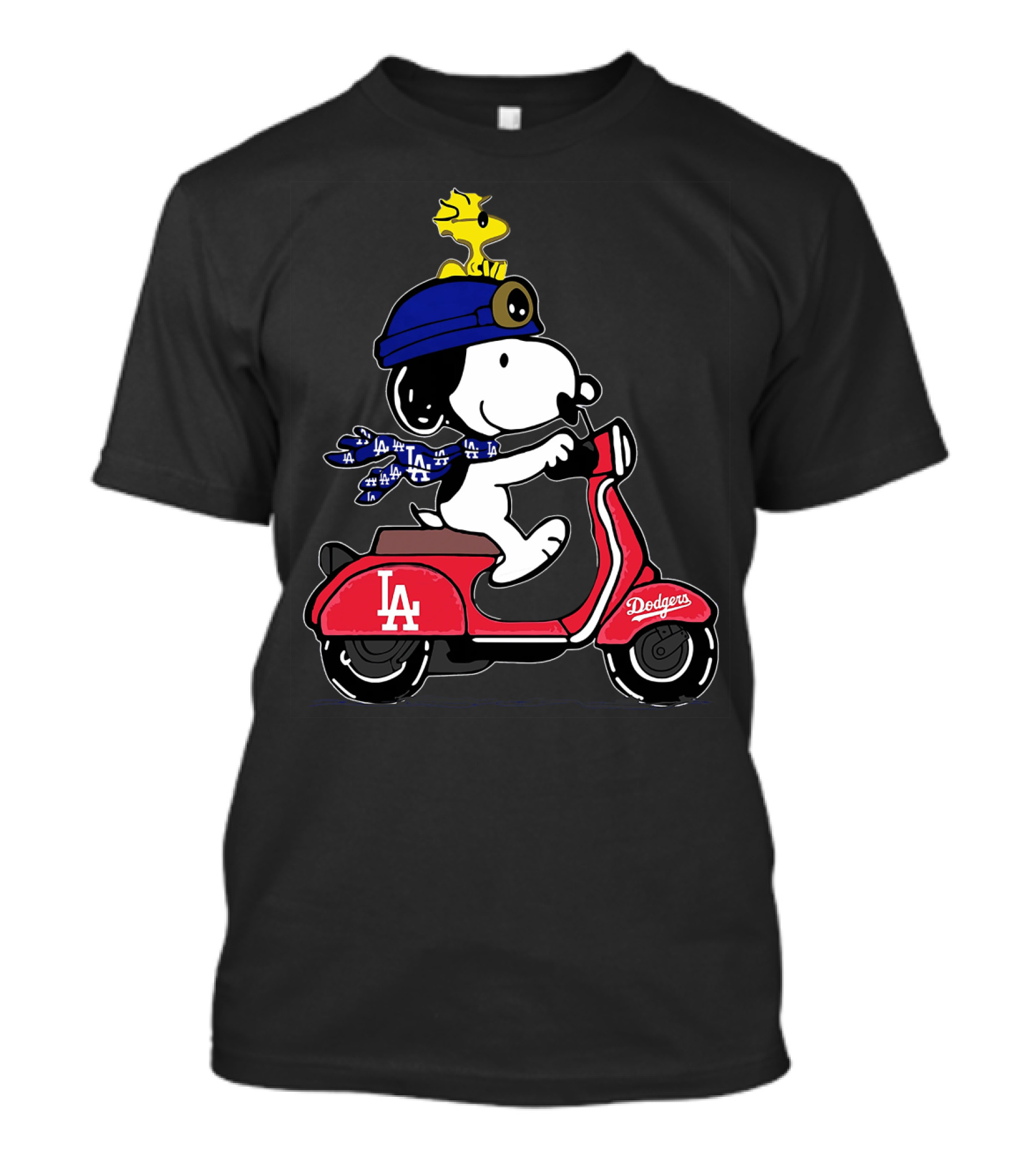 Snoopy Riding Vespa Los Angeles Dodgers Mascot With Woodstock T-Shirt
