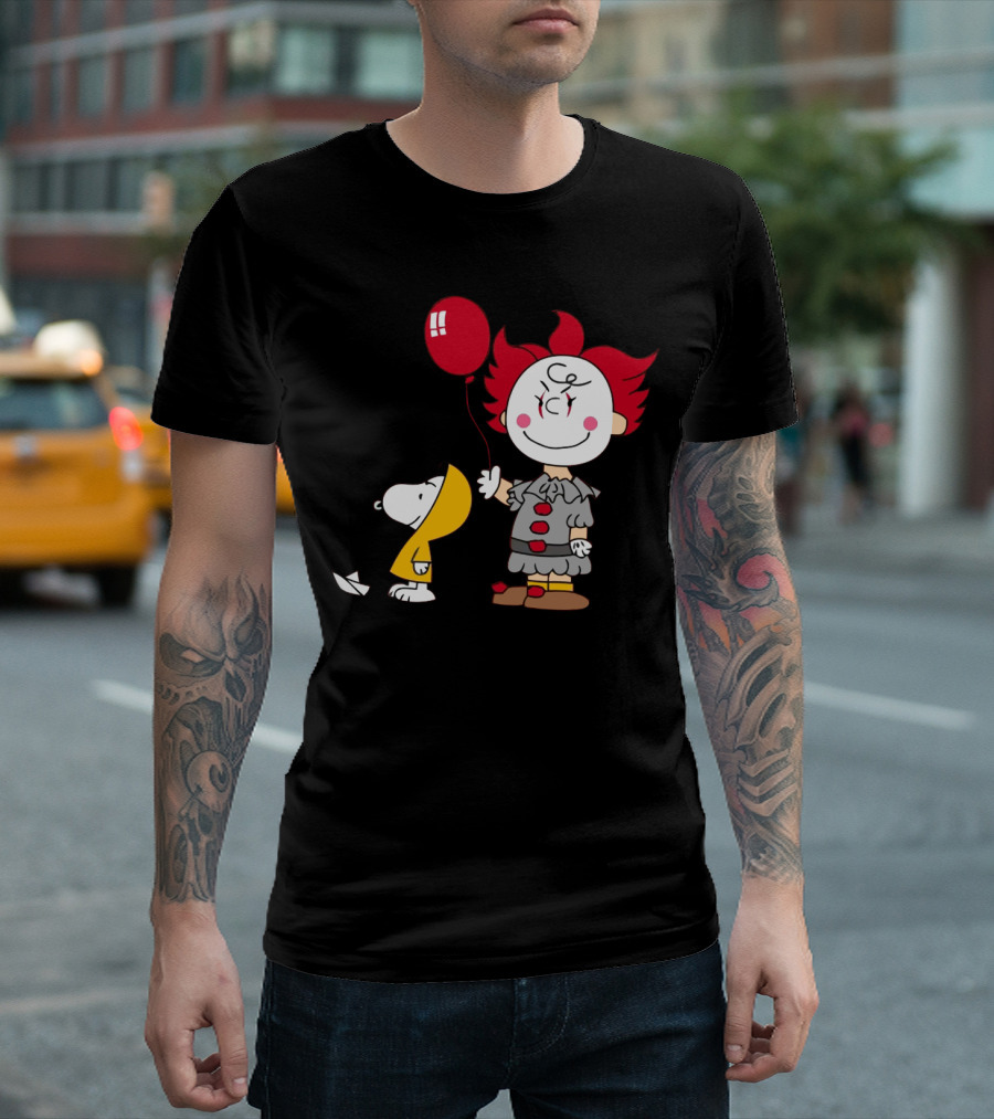 Charlie Brown Balloon Costume With Snoopy Woodstock Pennywise Crossover Red Balloon T-Shirt