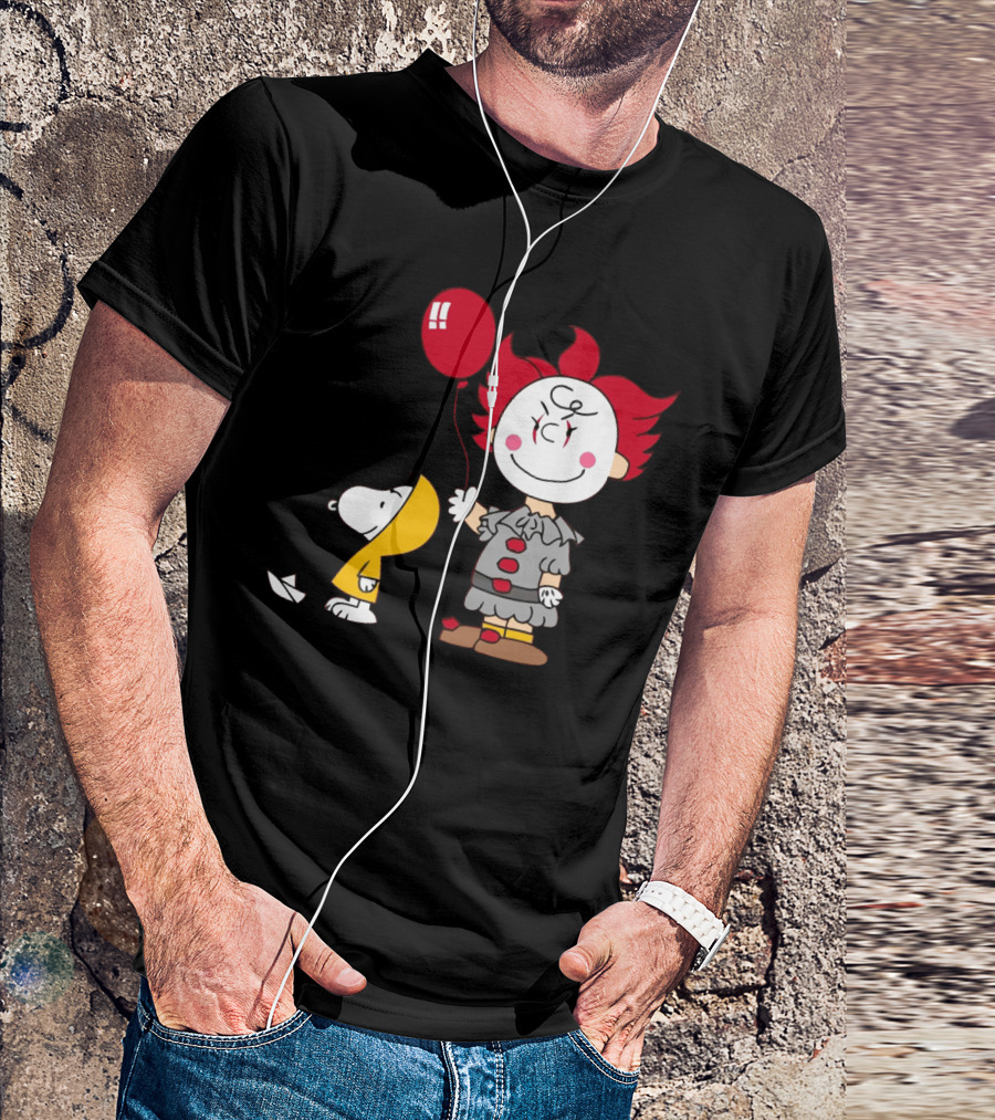 Charlie Brown Balloon Costume With Snoopy Woodstock Pennywise Crossover Red Balloon T-Shirt