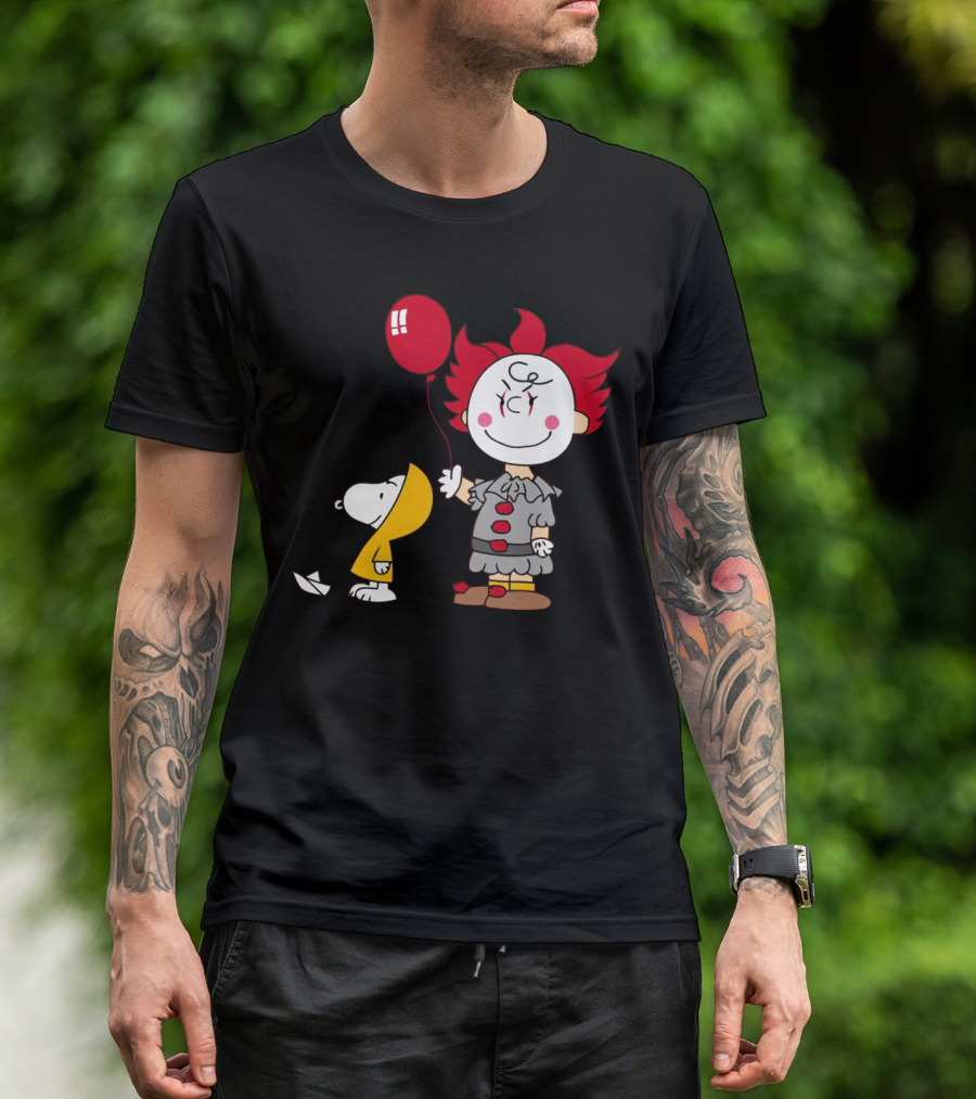Charlie Brown Balloon Costume With Snoopy Woodstock Pennywise Crossover Red Balloon T-Shirt