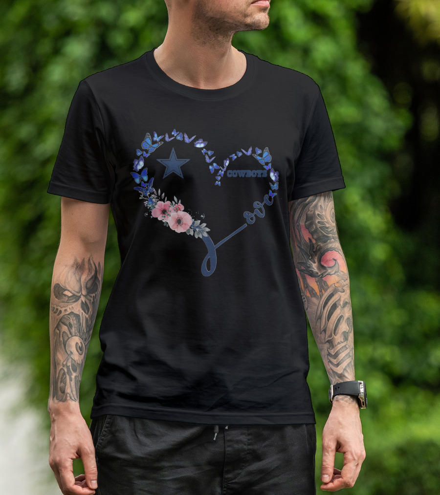 Dallas Cowboys Heart Butterfly Love T-Shirt