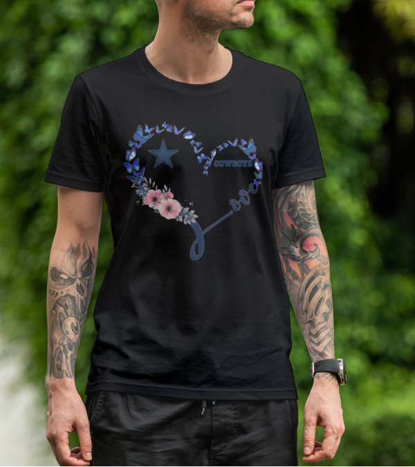 Dallas Cowboys Heart Butterfly Love T-Shirt
