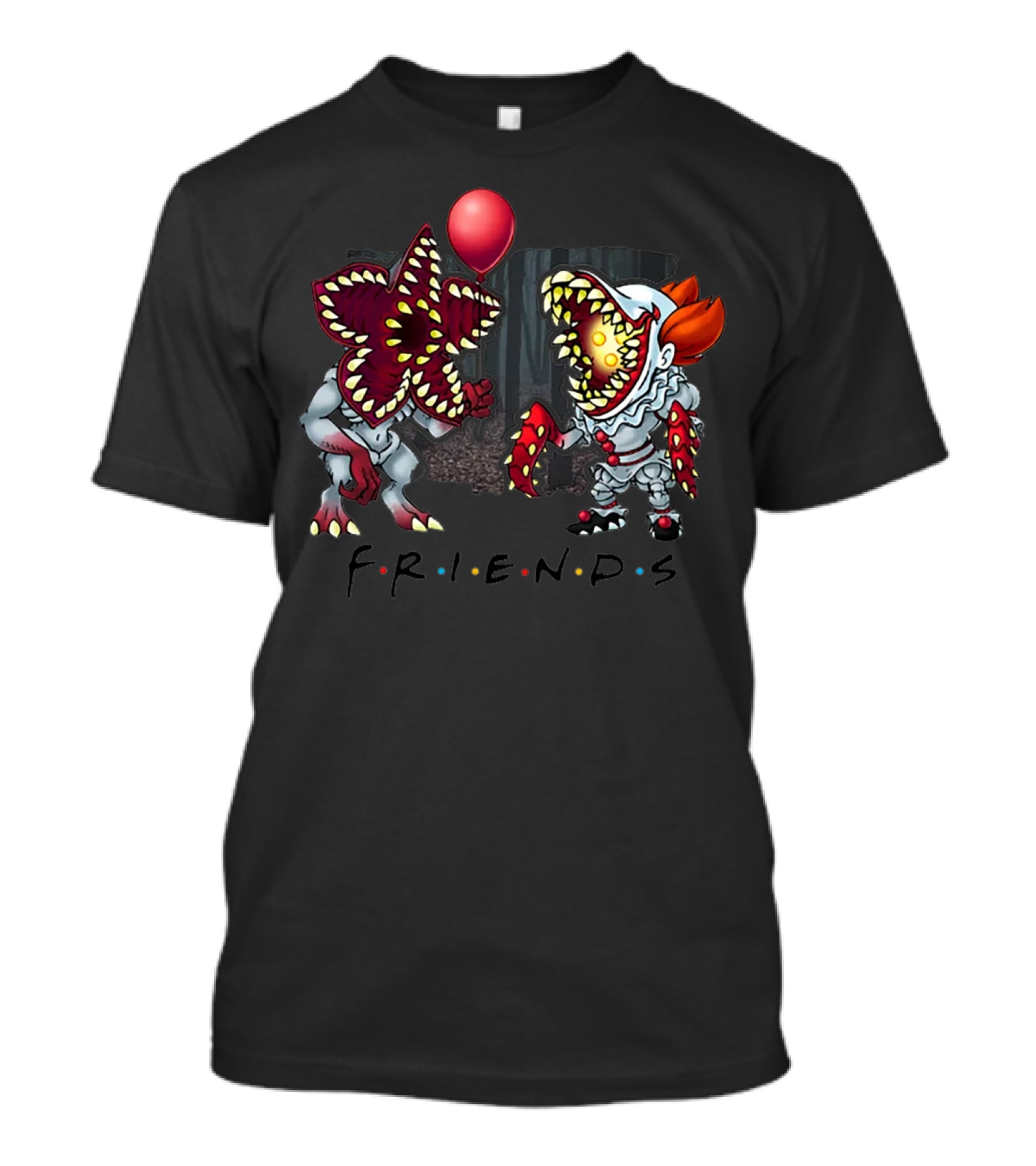 Stranger Things Demogorgon And Pennywise IT Friends Halloween T-Shirt