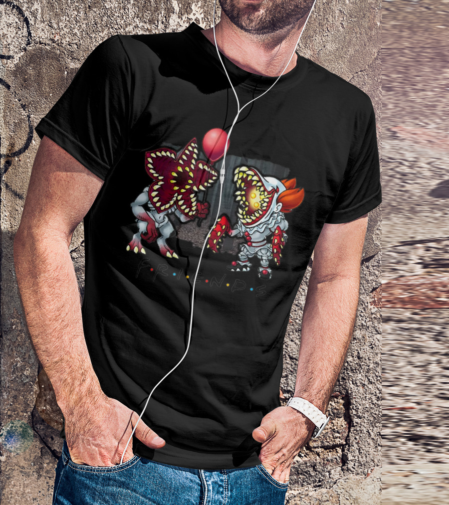 Stranger Things Demogorgon And Pennywise IT Friends Halloween T-Shirt