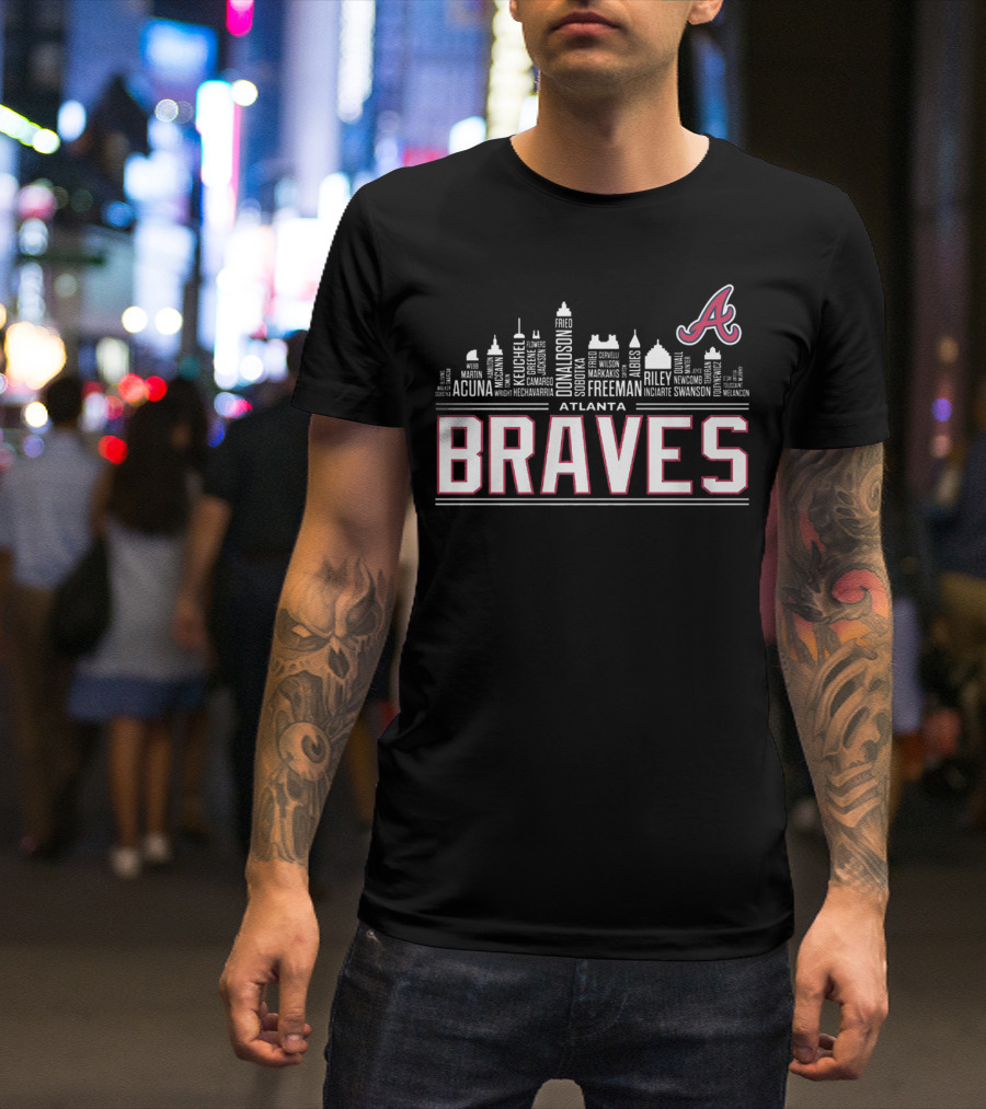 Atlanta Braves City Skyline Player Names T-Shirt