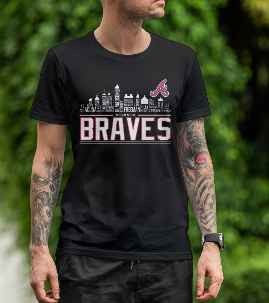 Atlanta Braves City Skyline Player Names T-Shirt