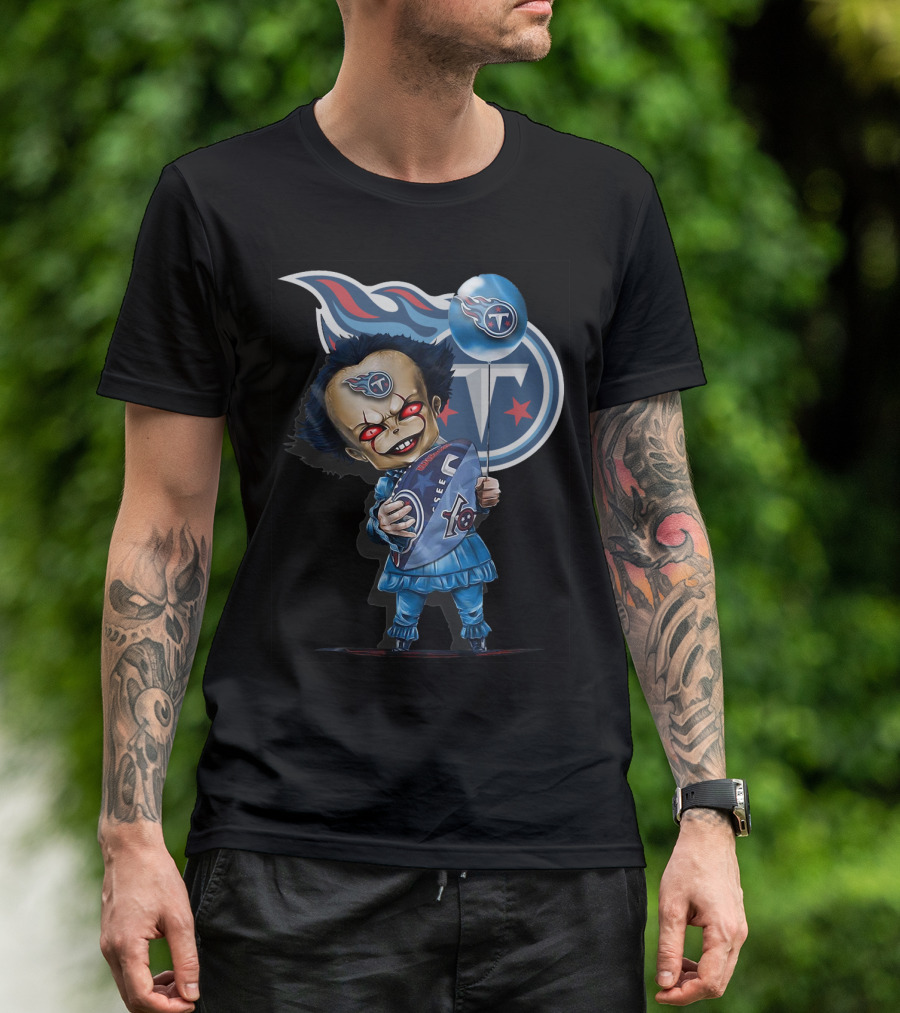 Pennywise Tennessee Titans Football Horror Mashup T-Shirt