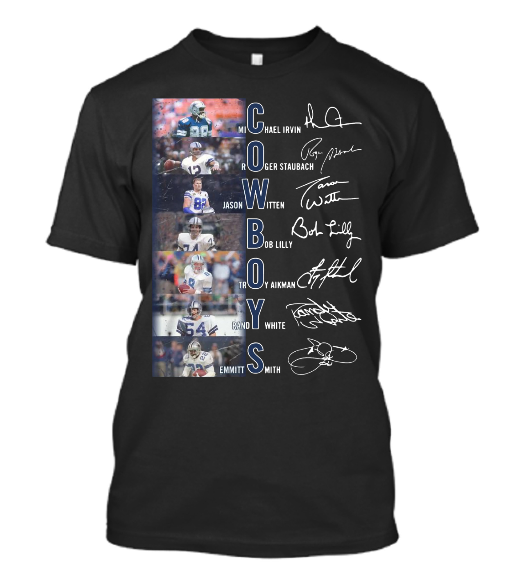 Cowboys Michael Irvin Roger Staubach Jason Witten Troy Aikman Randy White Emmitt Smith Bob Lilly T-Shirt