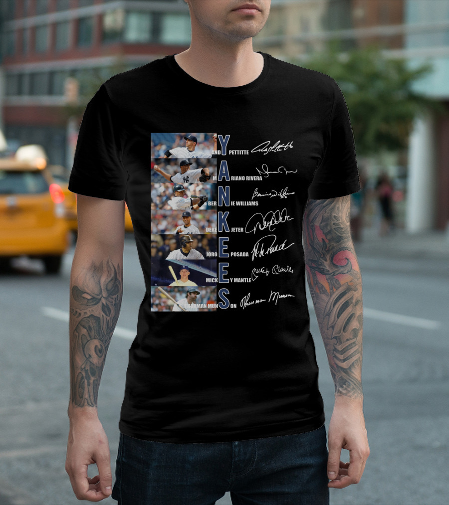 Yankees Andy Pettitte Mariano Rivera Bernie Williams Derek Jeter Jorge Posada Mickey Mantle Thurman Munson T-Shirt