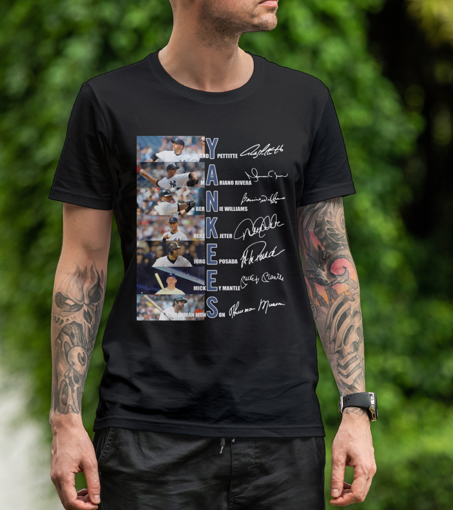 Yankees Andy Pettitte Mariano Rivera Bernie Williams Derek Jeter Jorge Posada Mickey Mantle Thurman Munson T-Shirt