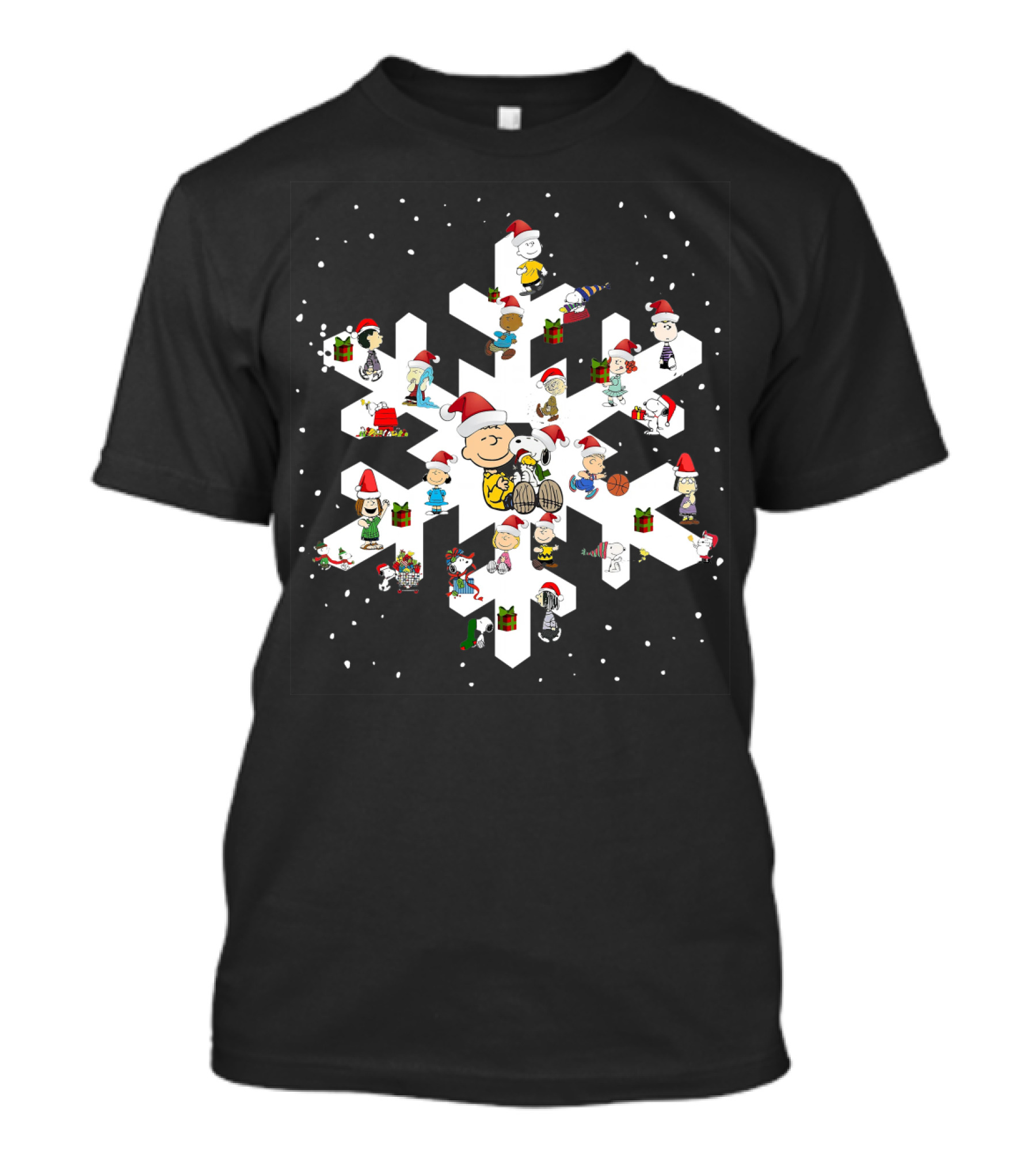 Snoopy And Charlie Brown Peanuts Snowflake Christmas Celebration T-Shirt