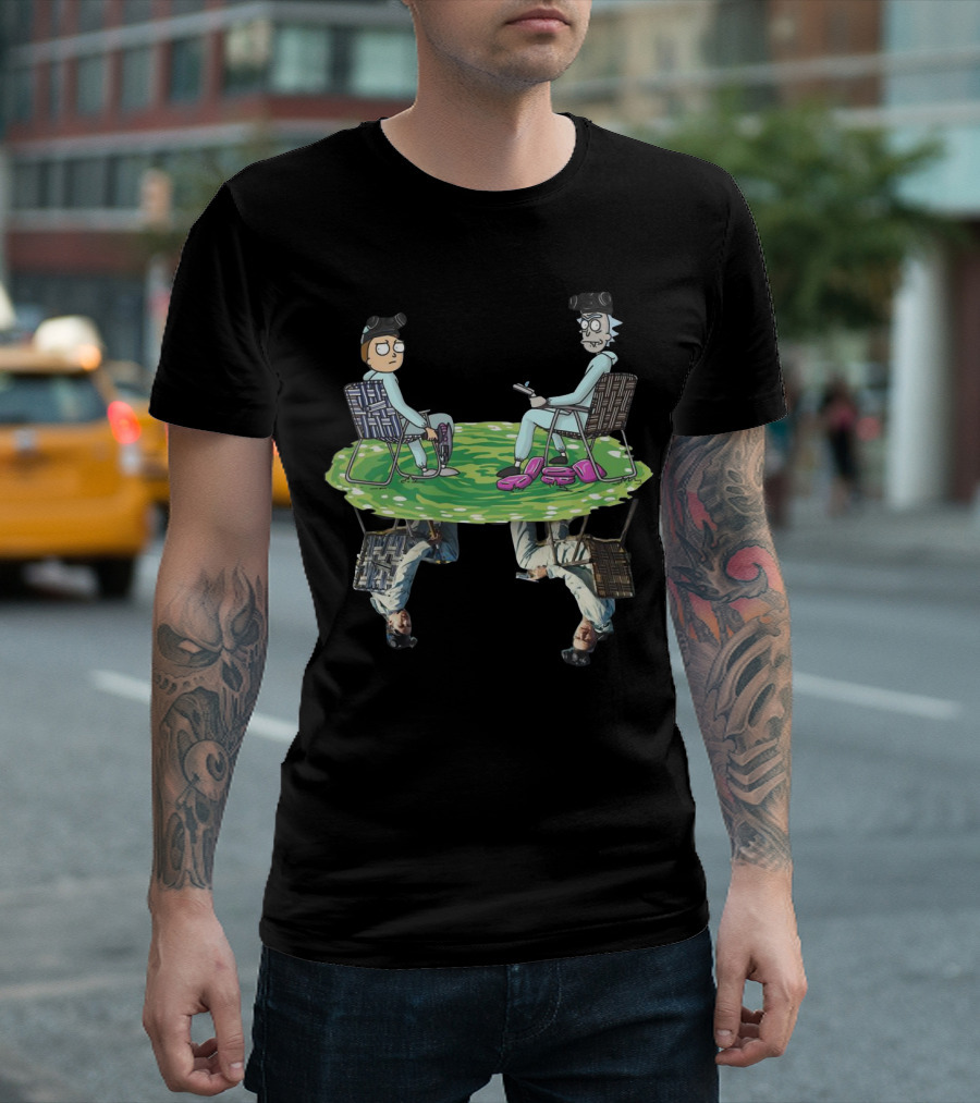 Rick And Morty Crossover Breaking Bad Walter And Jesse Reflection In Lawn Chairs T-Shirt