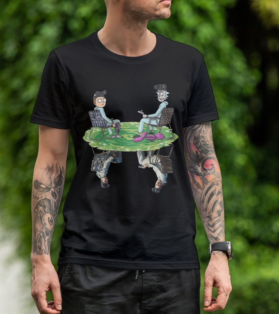 Rick And Morty Crossover Breaking Bad Walter And Jesse Reflection In Lawn Chairs T-Shirt