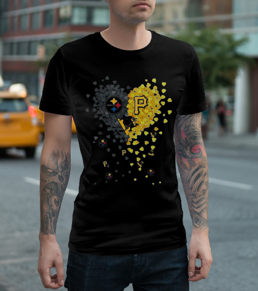 Pittsburgh Steelers Penguins Pirates Heart T-Shirt