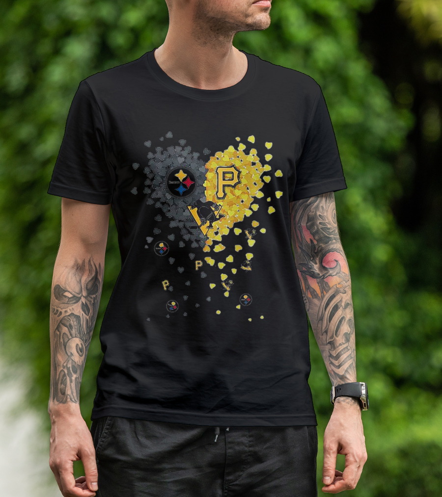 Pittsburgh Steelers Penguins Pirates Heart T-Shirt