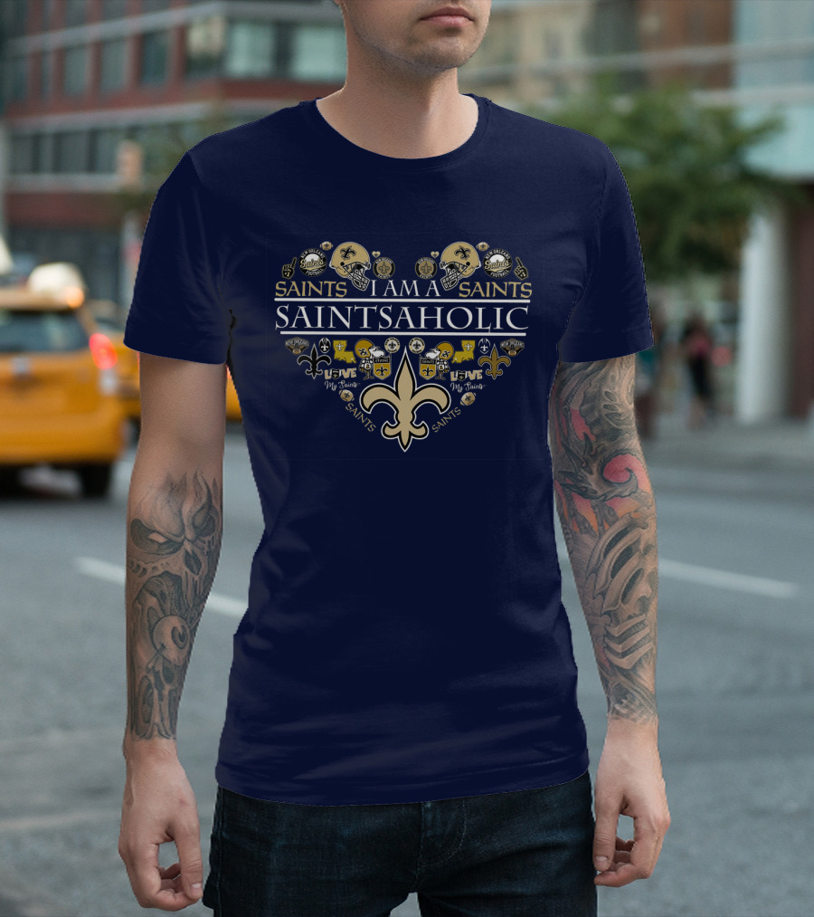 I Am A Saints Aholic Love My Saints Football Helmets Icons Fans T-Shirt