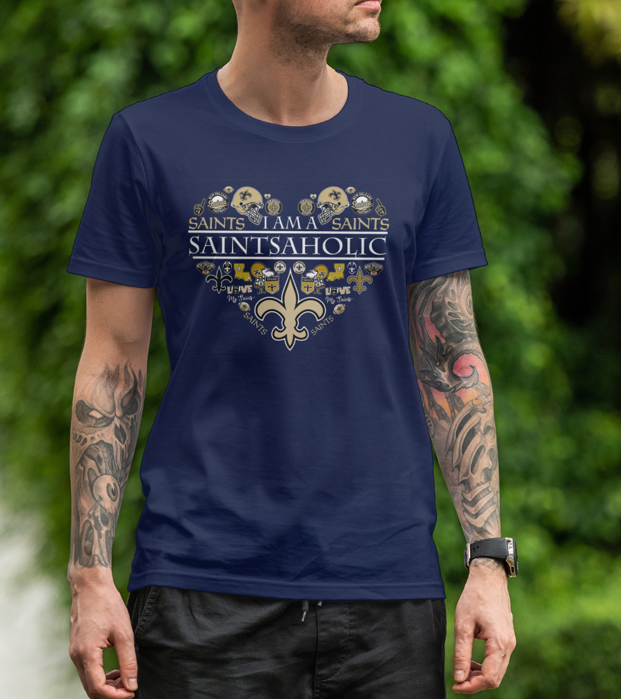 I Am A Saints Aholic Love My Saints Football Helmets Icons Fans T-Shirt