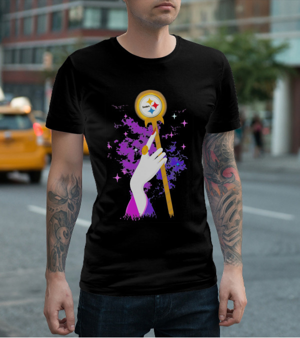 Pittsburgh Steelers Magic Wand With Logo Witches Theme T-Shirt