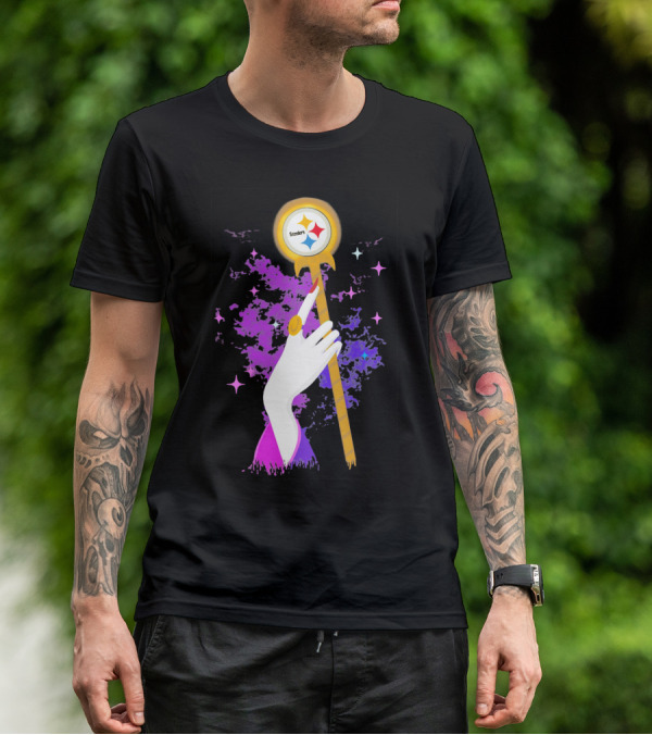 Pittsburgh Steelers Magic Wand With Logo Witches Theme T-Shirt