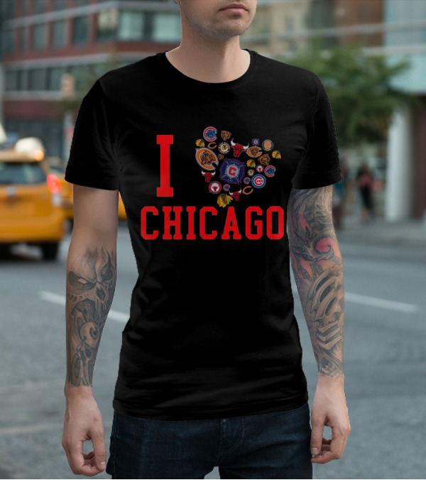 I Chicago Bulls Cubs Bears Blackhawks Fire Sports T-Shirt