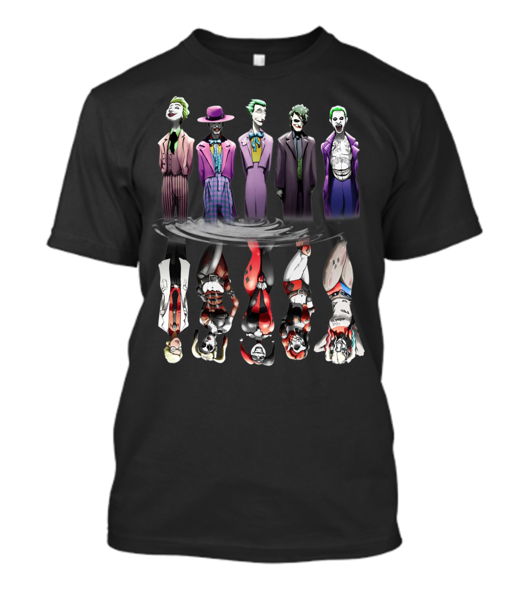 The Joker King Gotham Villains Harley Quinn Reflections T-Shirt