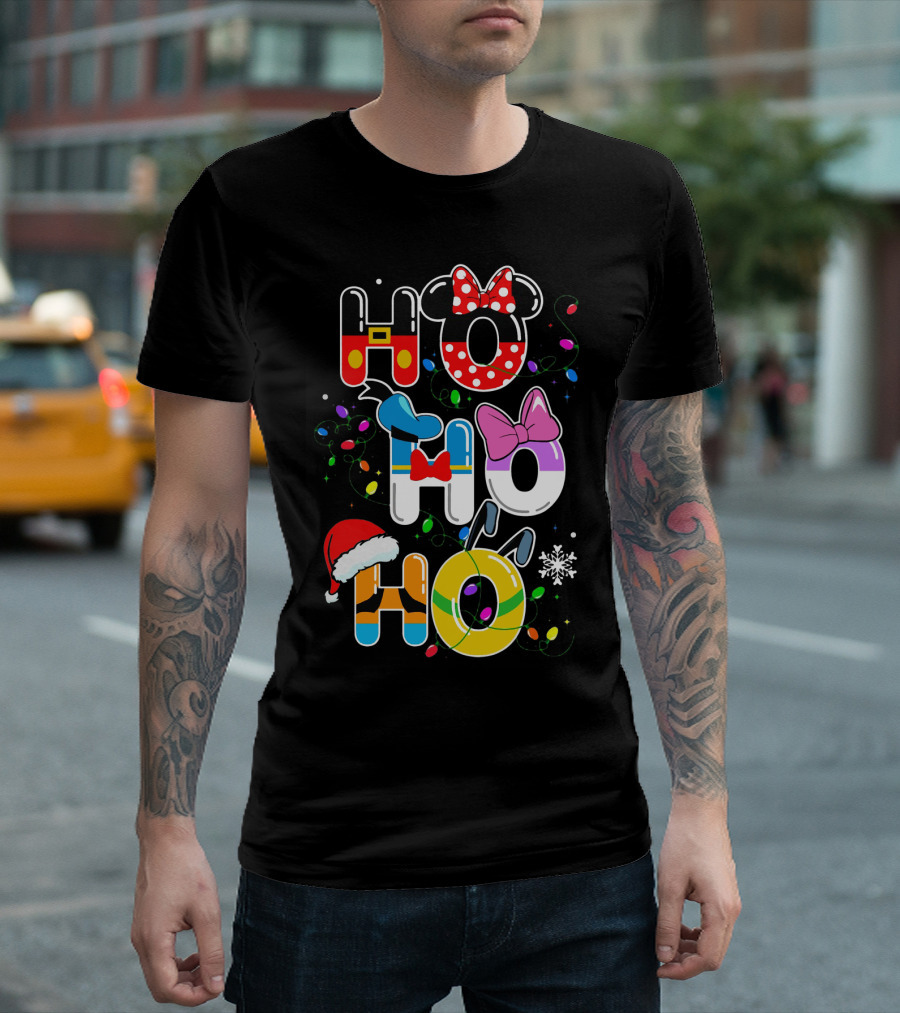 Ho Ho Ho Disney Mickey Minnie Donald Daisy Goofy Pluto Christmas T-Shirt