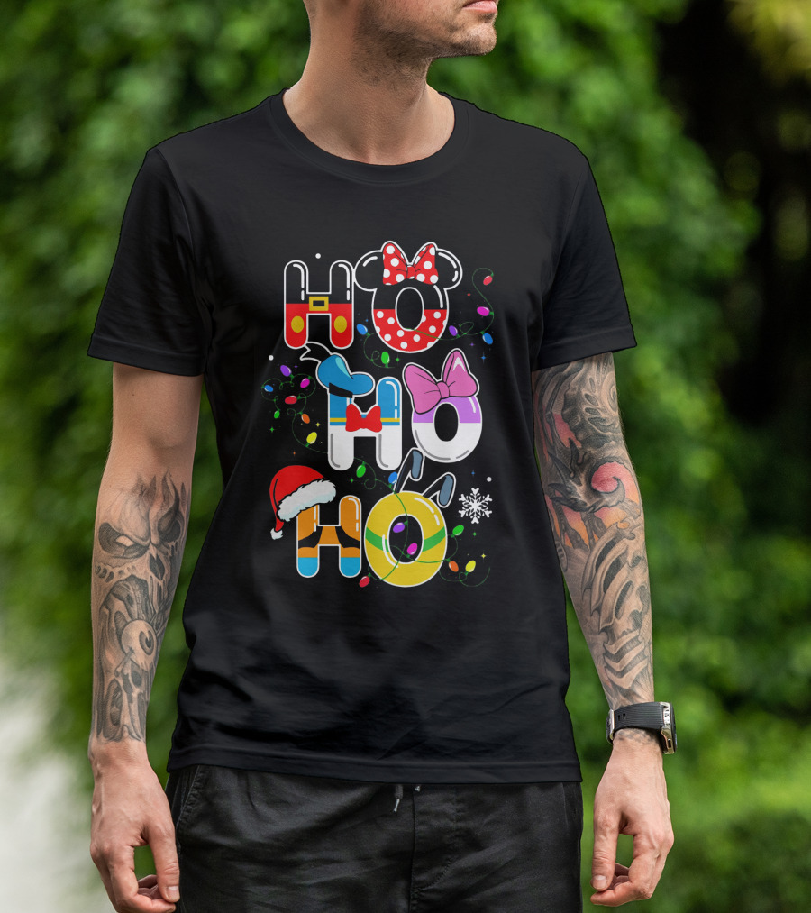 Ho Ho Ho Disney Mickey Minnie Donald Daisy Goofy Pluto Christmas T-Shirt