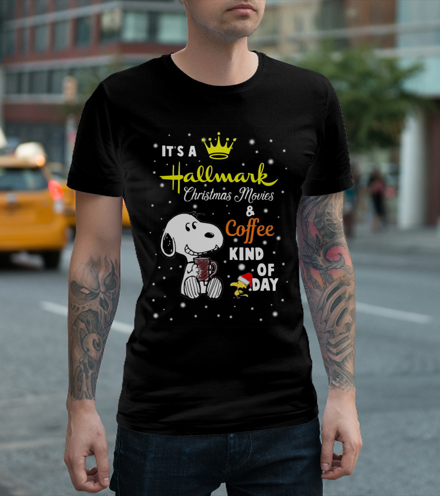 Snoopy Hallmark Christmas Movies And Coffee Kind Of Day Snowflakes T-Shirt