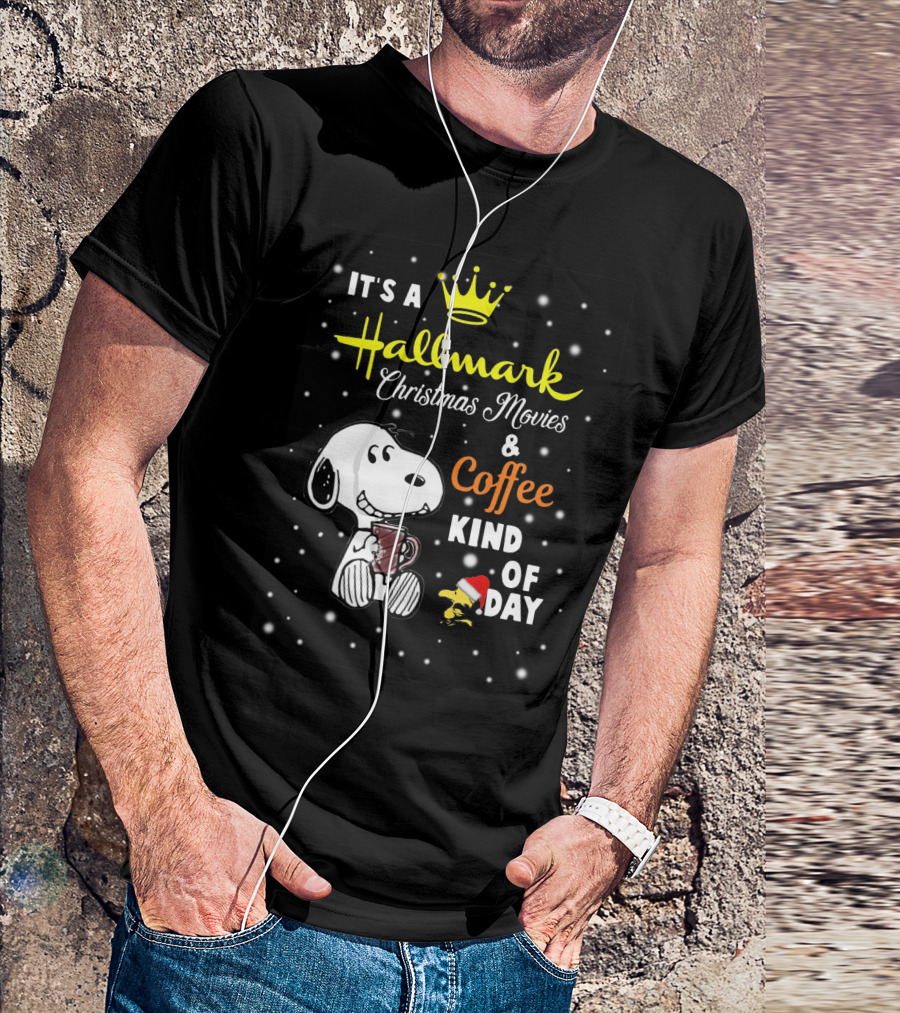 Snoopy Hallmark Christmas Movies And Coffee Kind Of Day Snowflakes T-Shirt
