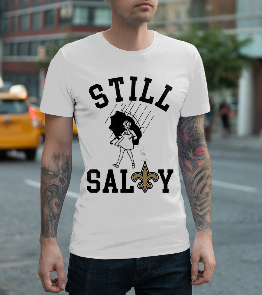 Still Salty Saints Fleur-de-Lis Rain Girl T-Shirt