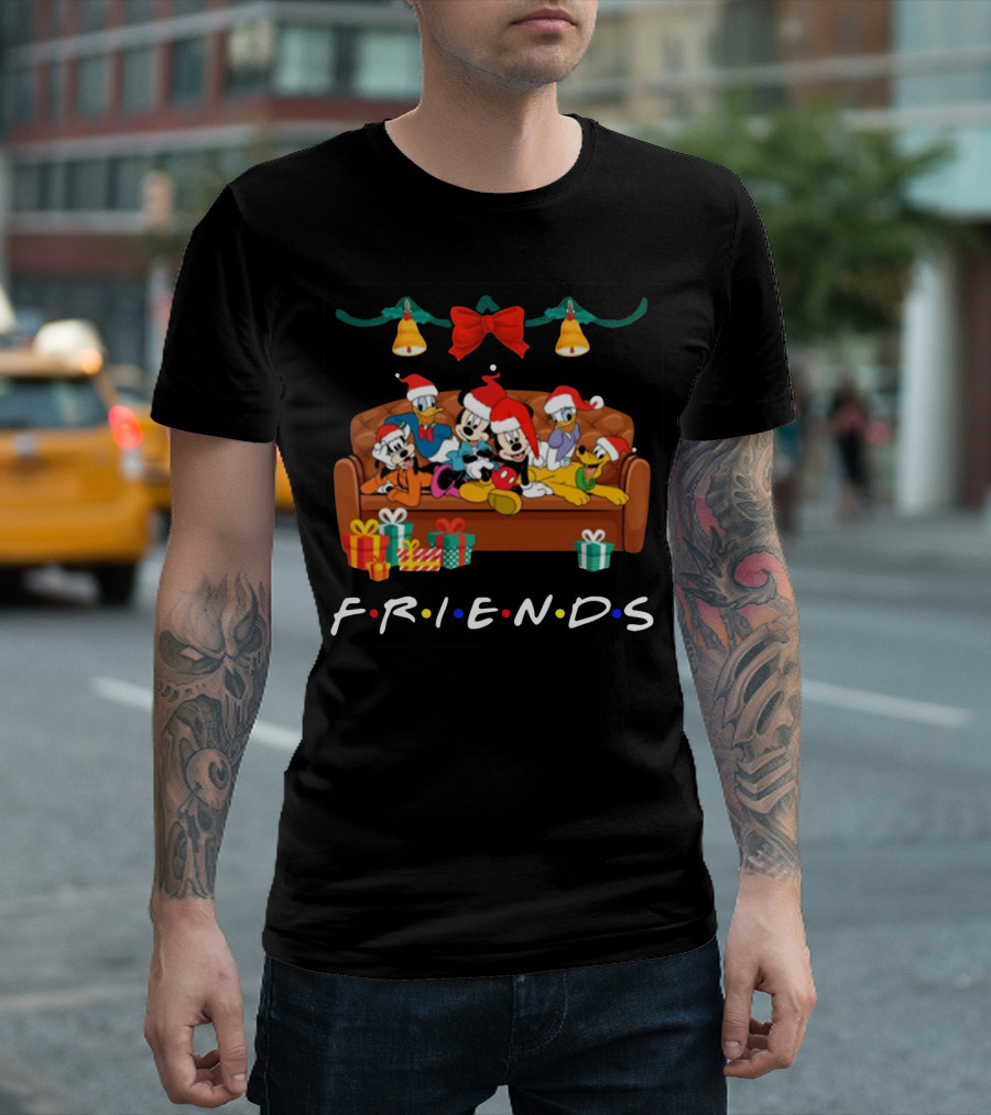 Disney Characters Christmas Friends TV Show Couch Scene T-Shirt