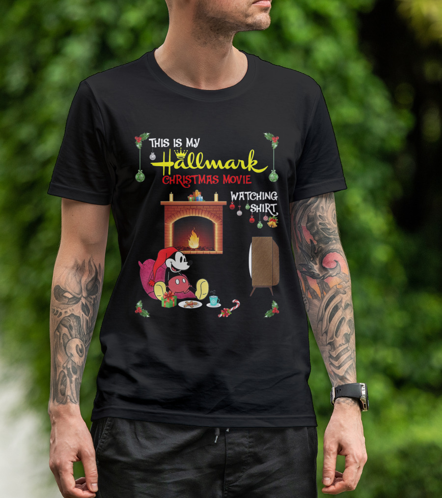 This Is My Hallmark Christmas Movie Watching Shirt Mickey Mouse Cozy Holiday Scene T-Shirt