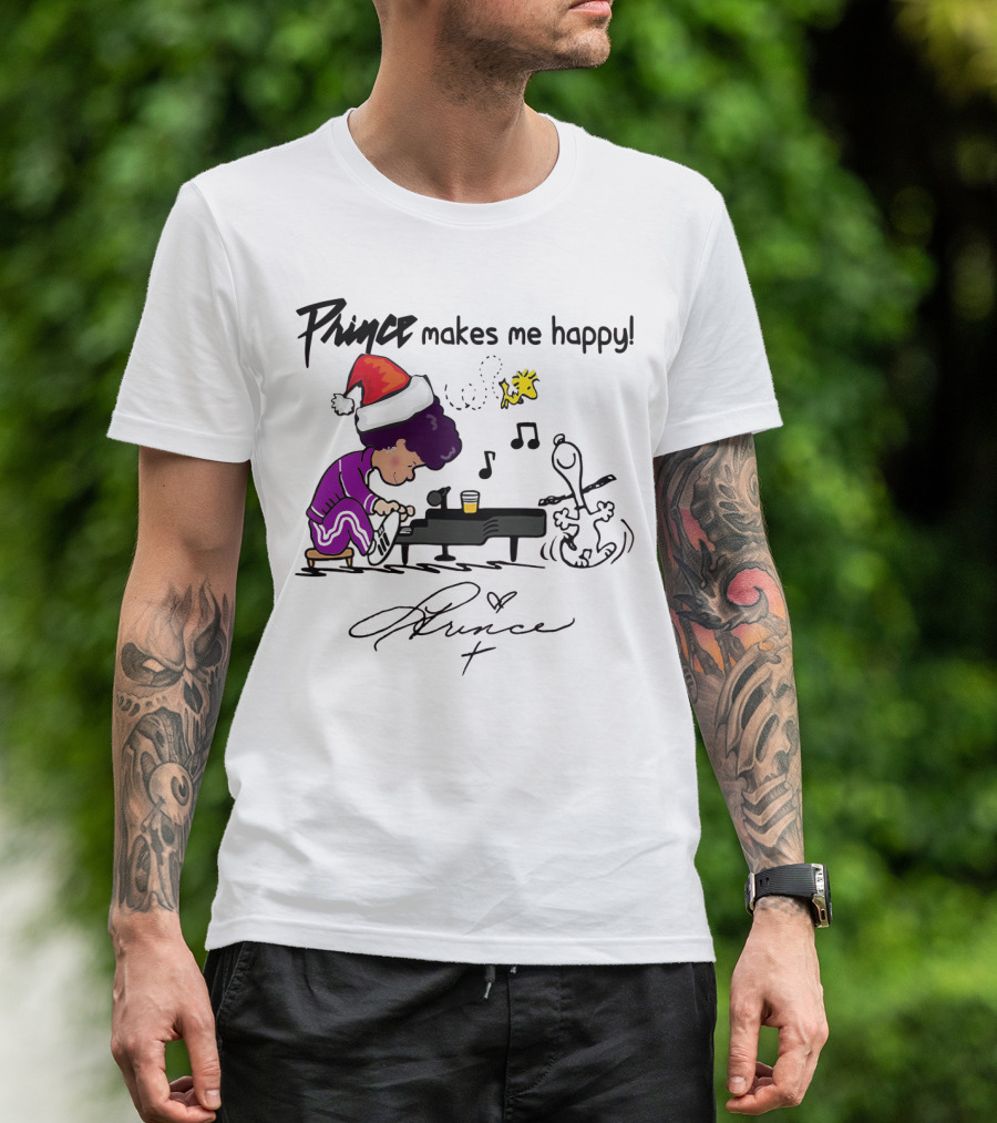 Prince Makes Me Happy Schroeder Snoopy Peanuts Christmas T-Shirt