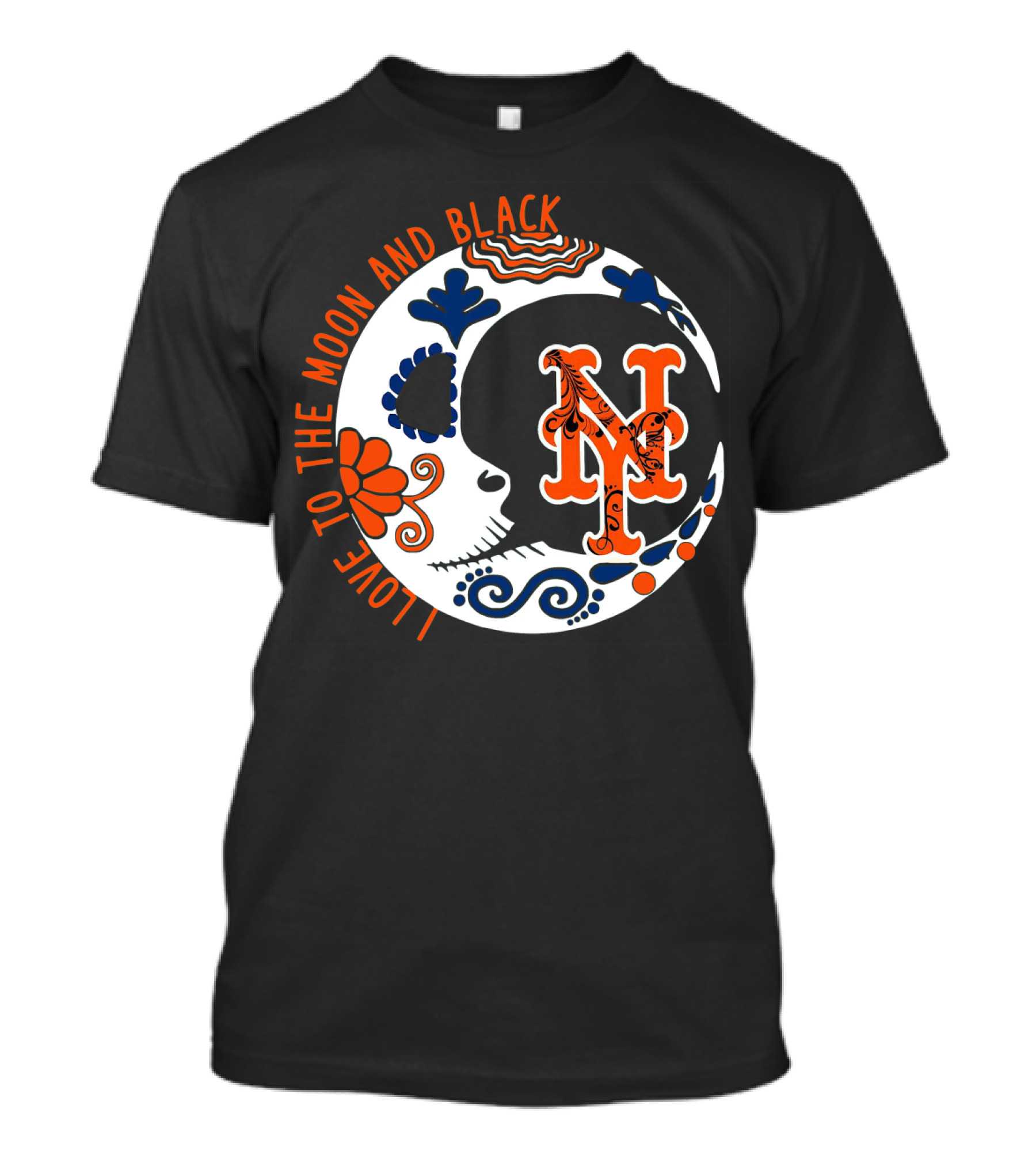 New York Mets I Love To The Moon And Black T-Shirt