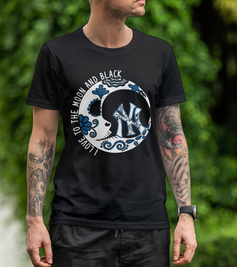 New York Yankees I Love To The Moon And Black T-Shirt
