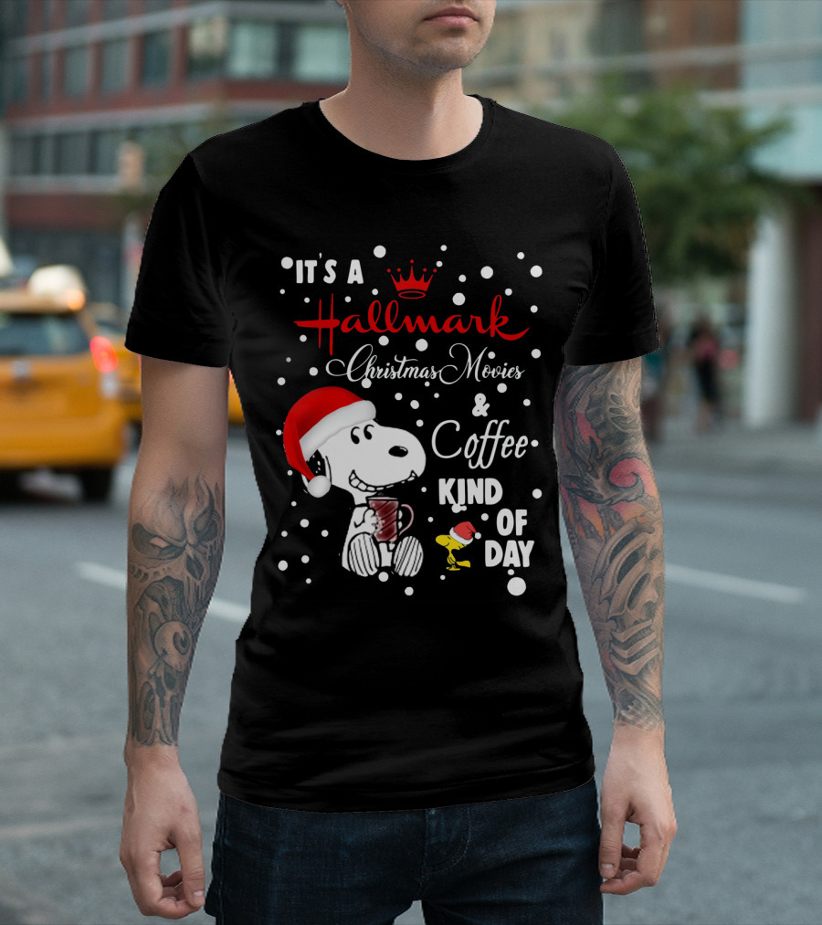 It's A Hallmark Christmas Movies And Coffee Kind Of Day Snoopy And Woodstock T-Shirt