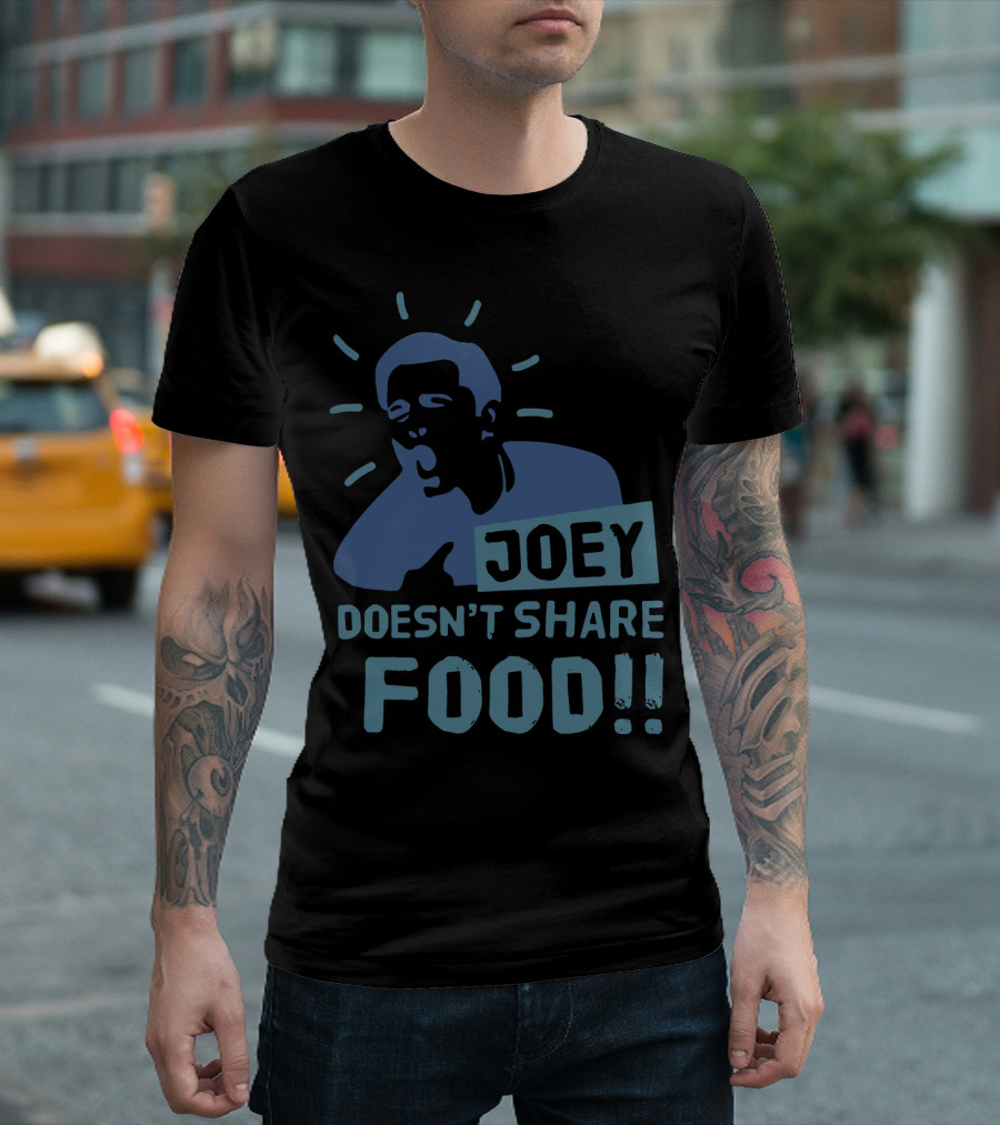 Joey Doesn't Share Food Iconic Shouting Silhouette With Exclamation Marks T-Shirt
