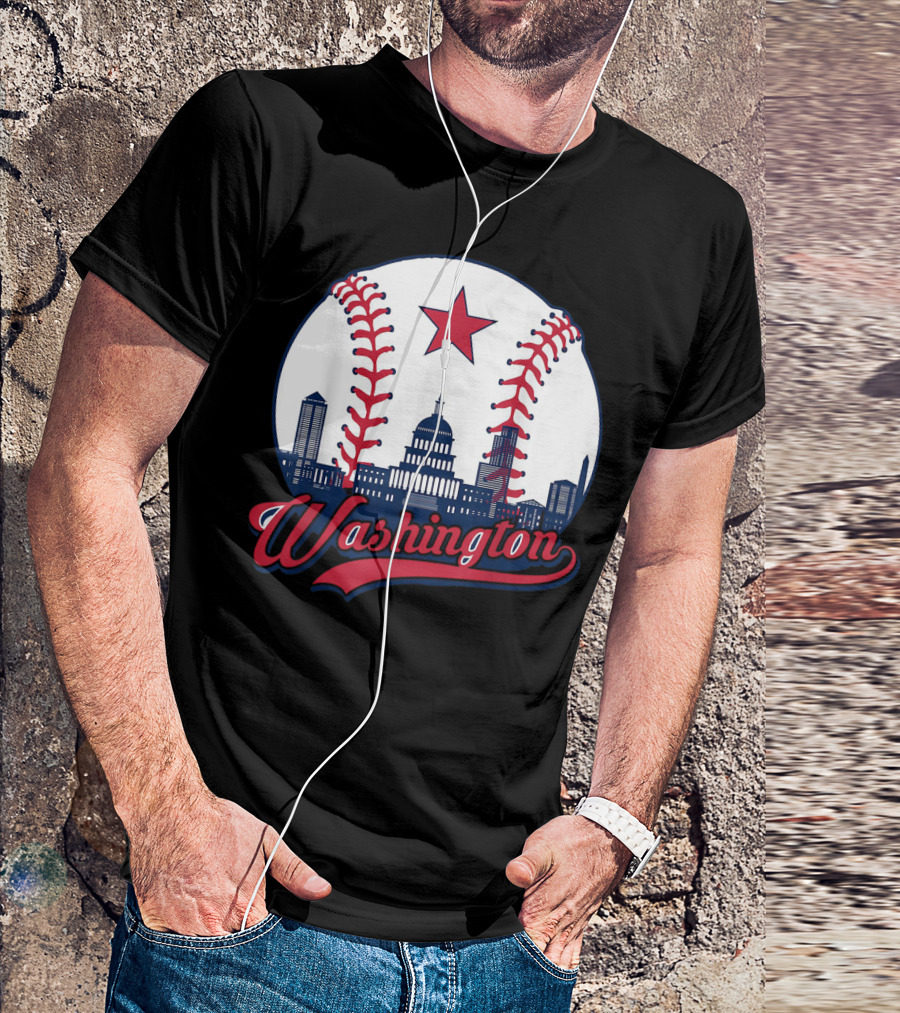 Washington Nationals Baseball Cityscape Capitol Star T-Shirt