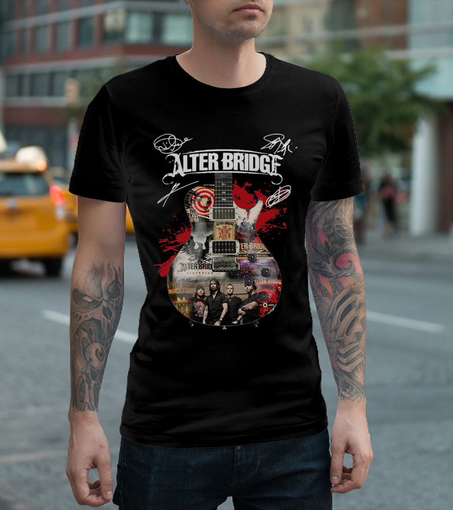 Alter Bridge Rock Band Collage Guitar T-Shirt