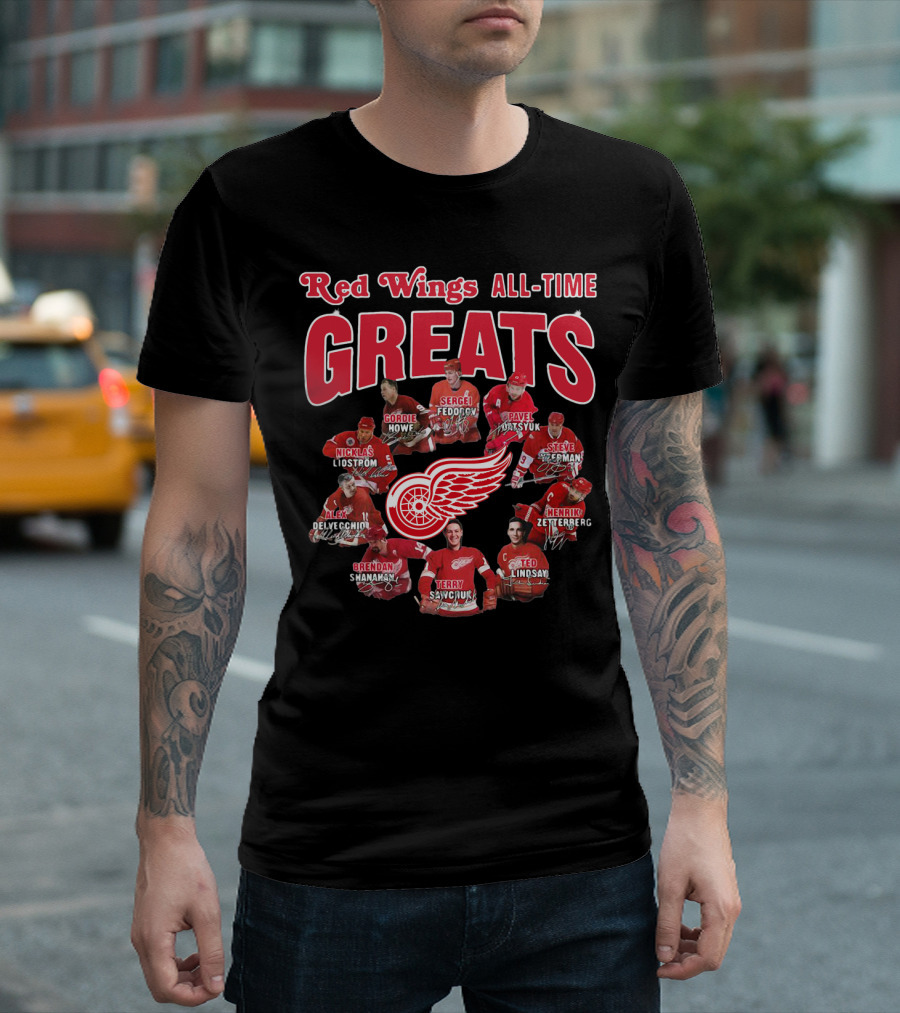 Red Wings All-Time Greats Legends Hockey Players T-Shirt