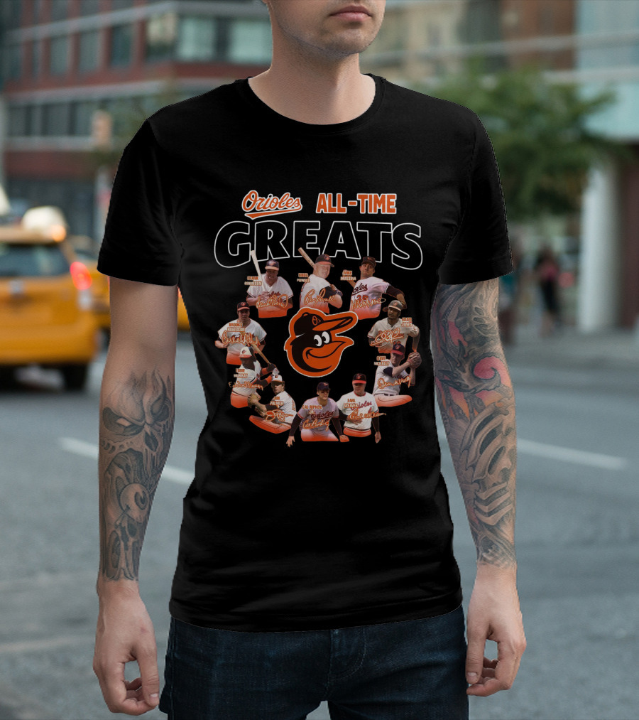 Orioles All-Time Greats Brooks Robinson Cal Ripken Jr. Jim Palmer Eddie Murray Frank Robinson T-Shirt