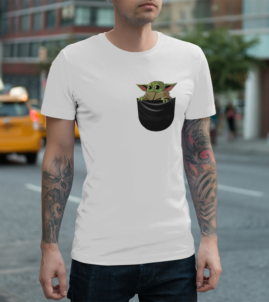 The Mandalorian Grogu Baby Yoda in Pocket Star Wars T-Shirt