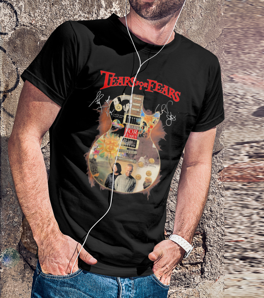 Tears For Fears Pop Rock Band Guitar Collage With And Band Members T-Shirt
