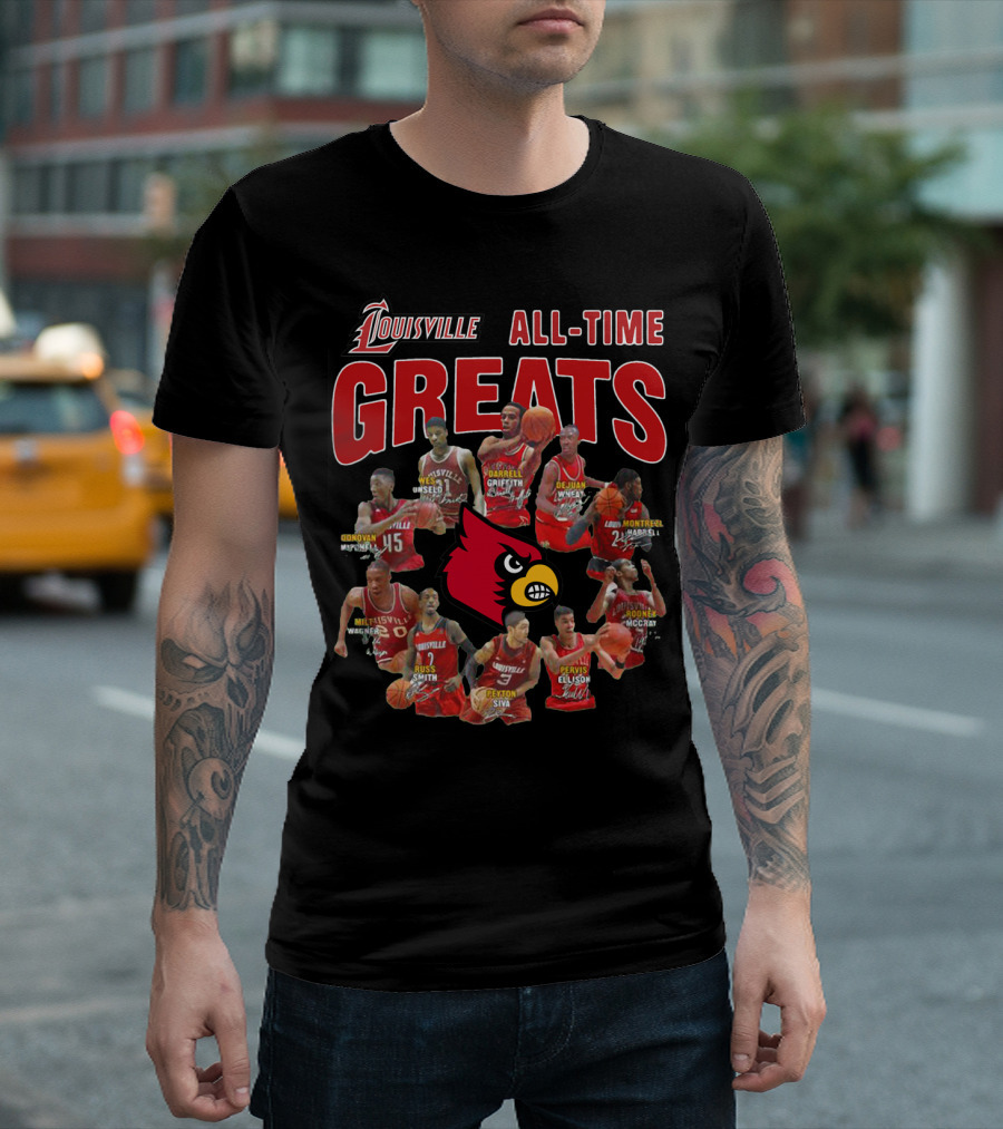 Louisville Cardinals Basketball All-Time Greats Legends Unseld Griffith Siva T-Shirt